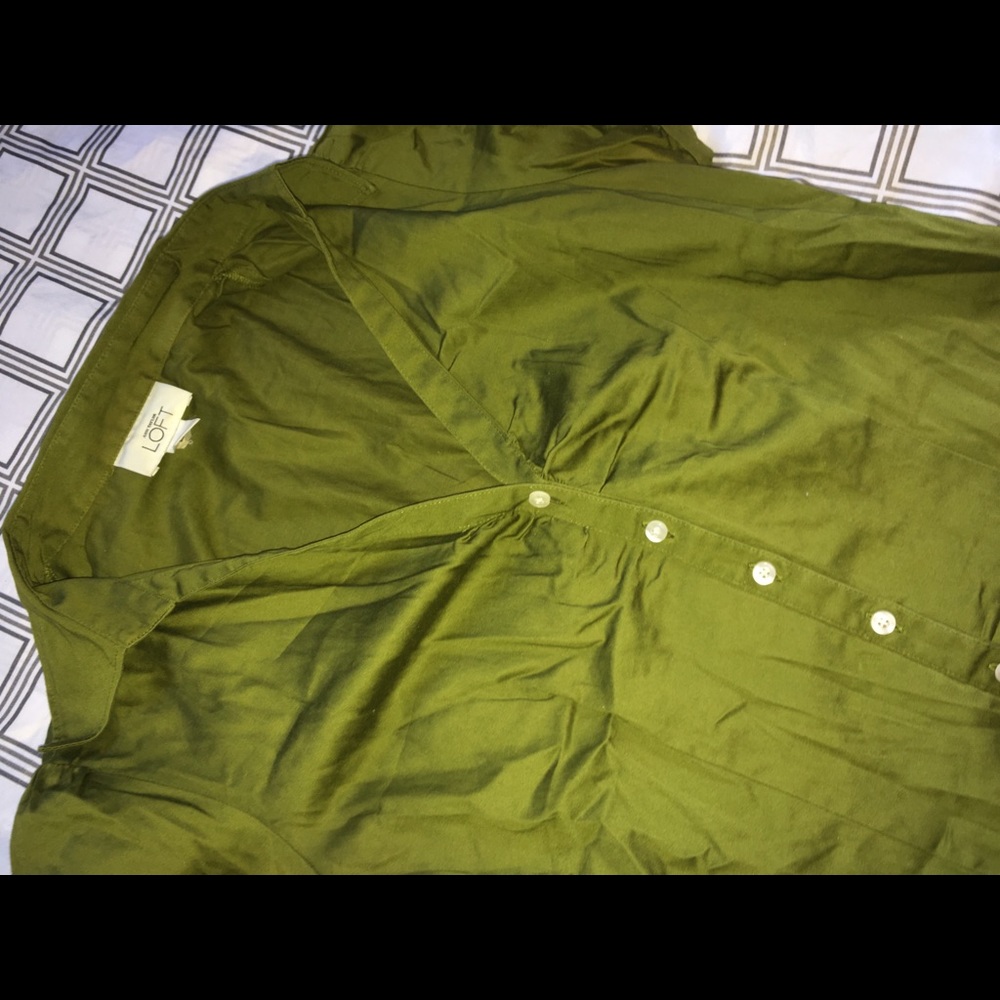 Olive Green Button down - Picture 2 of 2